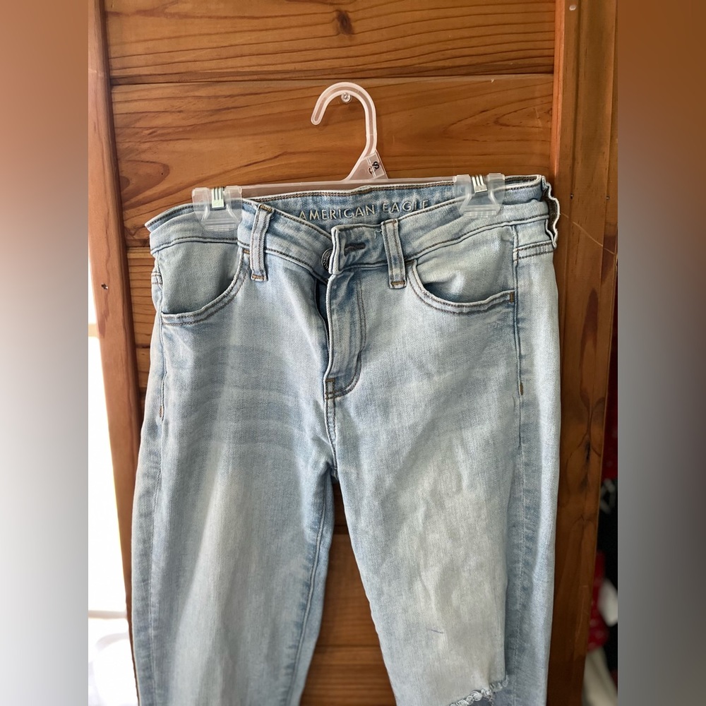 Light was jeans , stretchy, short
